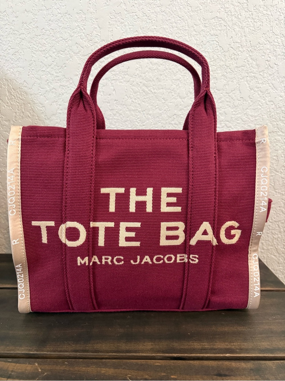 Marc Jacobs Tote Bag in Burgundy with Cream Accents